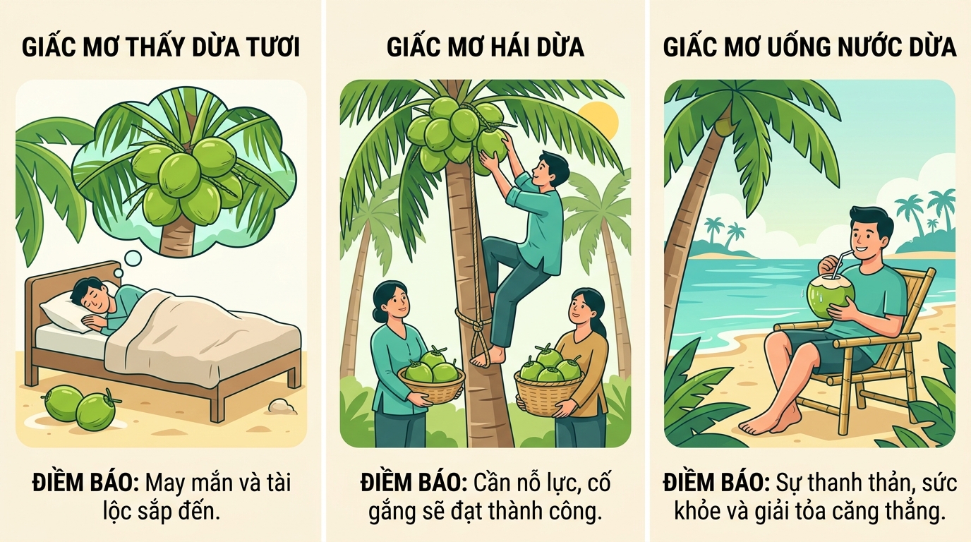 Phân loại các giấc mơ thấy dừa tươi, hái dừa, uống nước dừa