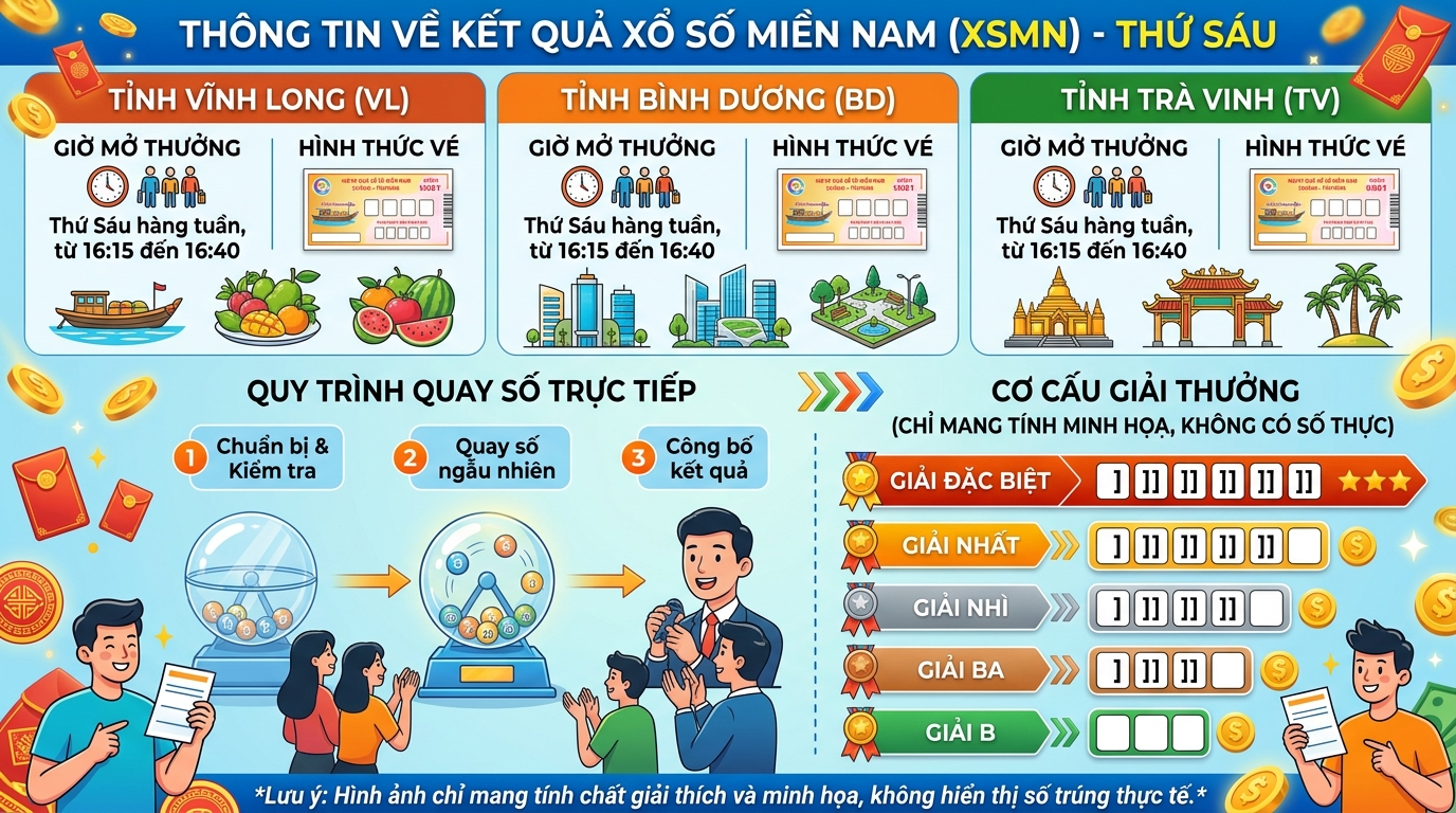 Chi tiết bảng kết quả xổ số kiến thiết 3 đài Miền Nam ngày Thứ 6