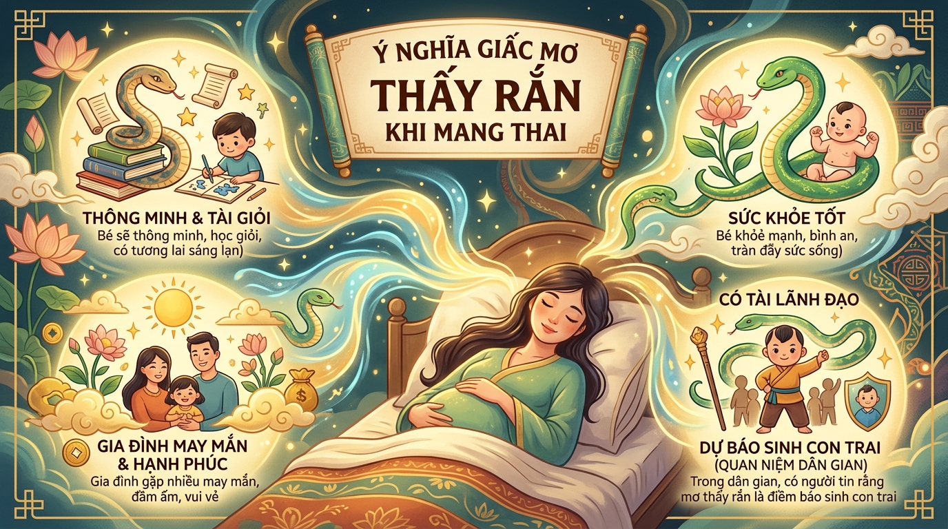 Ý nghĩa giấc mộng đang có thai nằm mơ thấy rắn