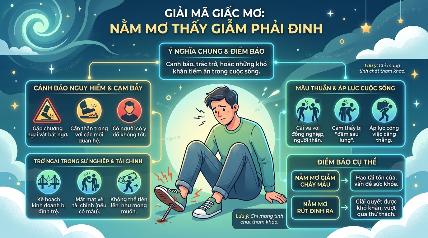 Giải mã giấc mơ dẫm phải đinh