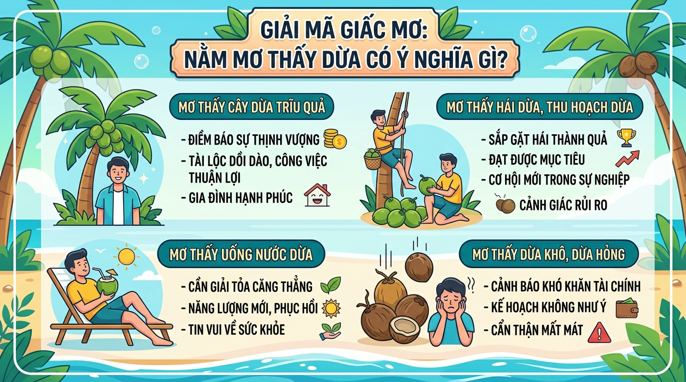 Giải mã giấc mơ thấy trái dừa, mơ thấy dừa là điềm gì