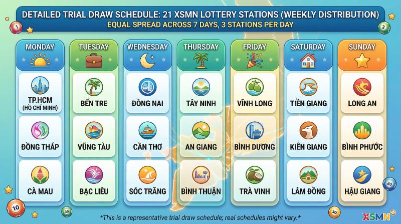 Sơ đồ lịch quay thử xổ số miền Nam 7 ngày trong tuần