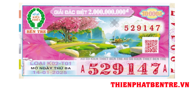 Mẫu vé số đài Bến Tre