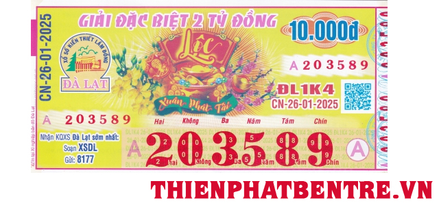 Mẫu vé số đài Đà Lạt