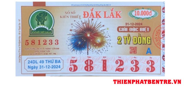 Mẫu vé số kiến thiết đài Đắk Lắk mở thưởng ngày thứ ba