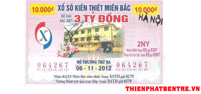 Mẫu vé số đài Nam Định mở thưởng ngày Thứ Bảy