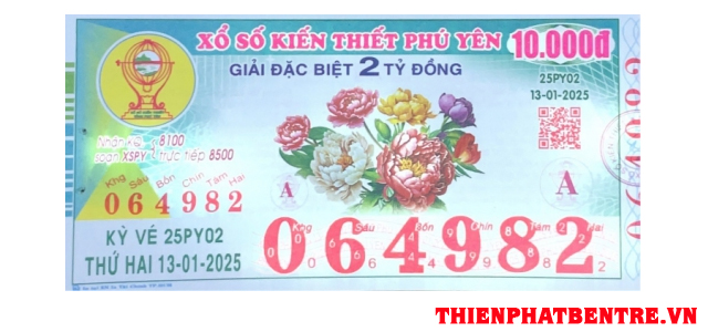 Hình ảnh chi tiết mẫu vé số Phú Yên