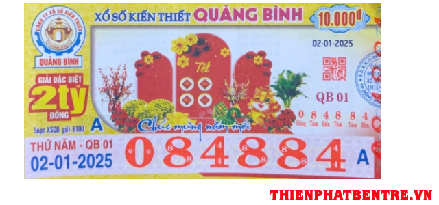 Tấm vé xổ số Quảng Bình phát hành thứ năm
