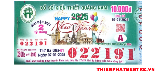 Mẫu vé số kiến thiết đài Quảng Nam với thiết kế bảo mật cao