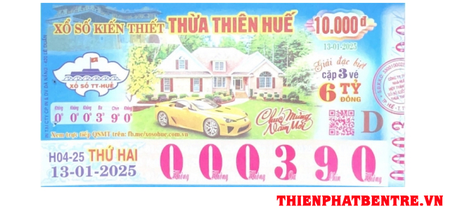 Mẫu thiết kế vé số Thừa Thiên Huế chính thức