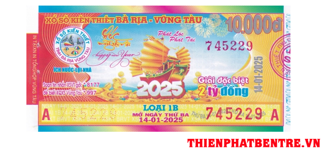 Mẫu vé số đài Vũng Tàu