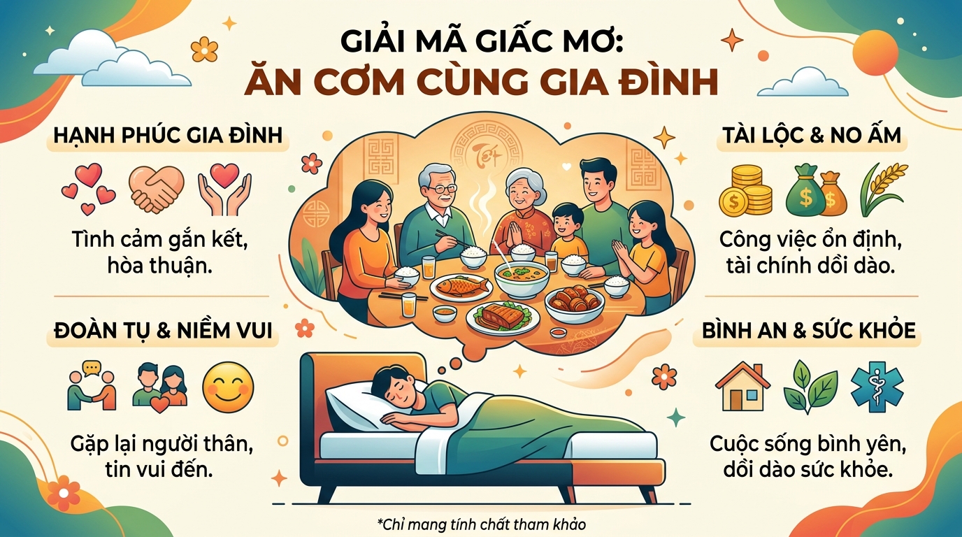 Giải mã nằm mơ thấy ăn cơm cùng gia đình