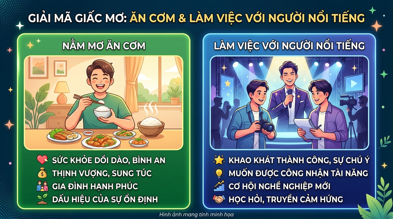 Ý nghĩa giấc mơ thấy ăn cơm làm việc với người nổi tiếng