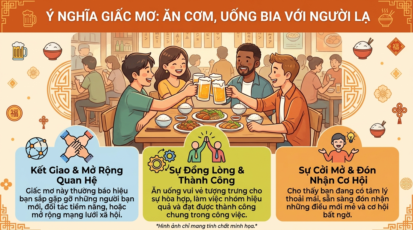 Ý nghĩa giấc mơ thấy ăn cơm uống bia cùng người lạ