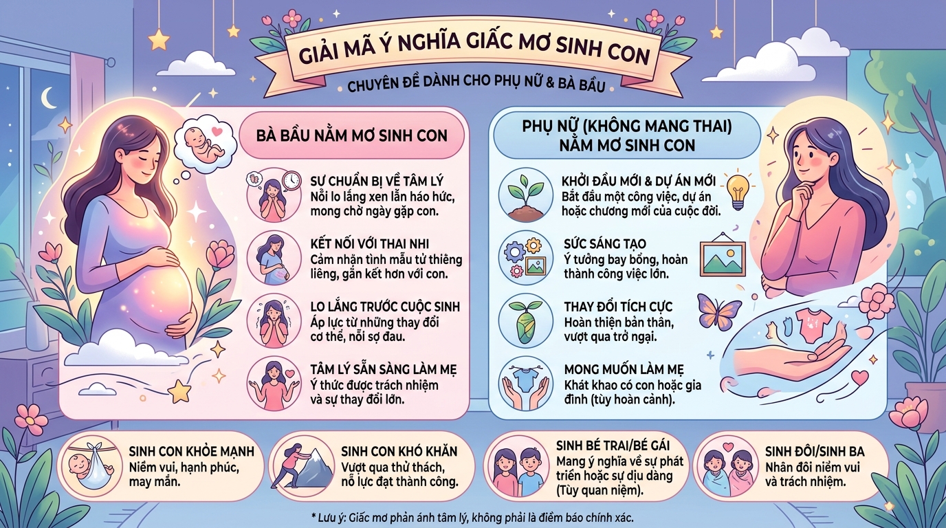 Giải mã điềm báo nằm mơ bản thân sinh con, bà bầu mơ thấy sinh con