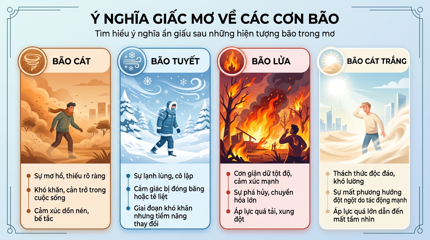 Ý nghĩa giấc mơ thấy bão cát, bão tuyết, bão lửa, bão cát trắng