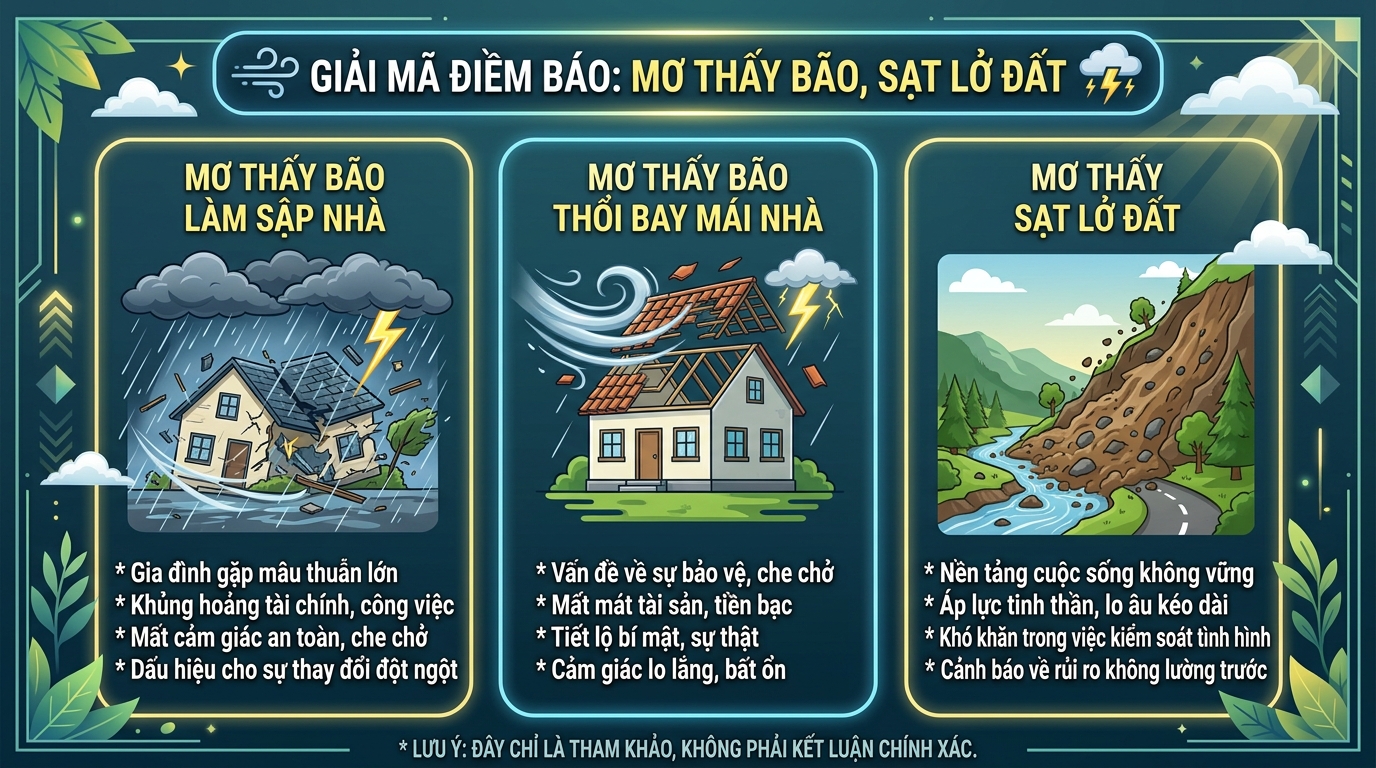 Giải mã điềm báo nằm mơ thấy bão sập nhà, bão bay nóc nhà, sạt lở