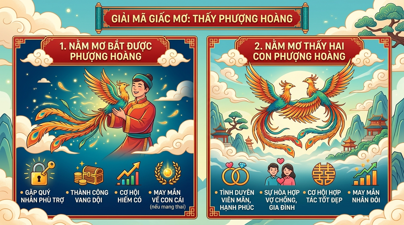 Ý nghĩa giấc mơ bắt được phượng hoàng, mơ thấy 2 con phượng hoàng
