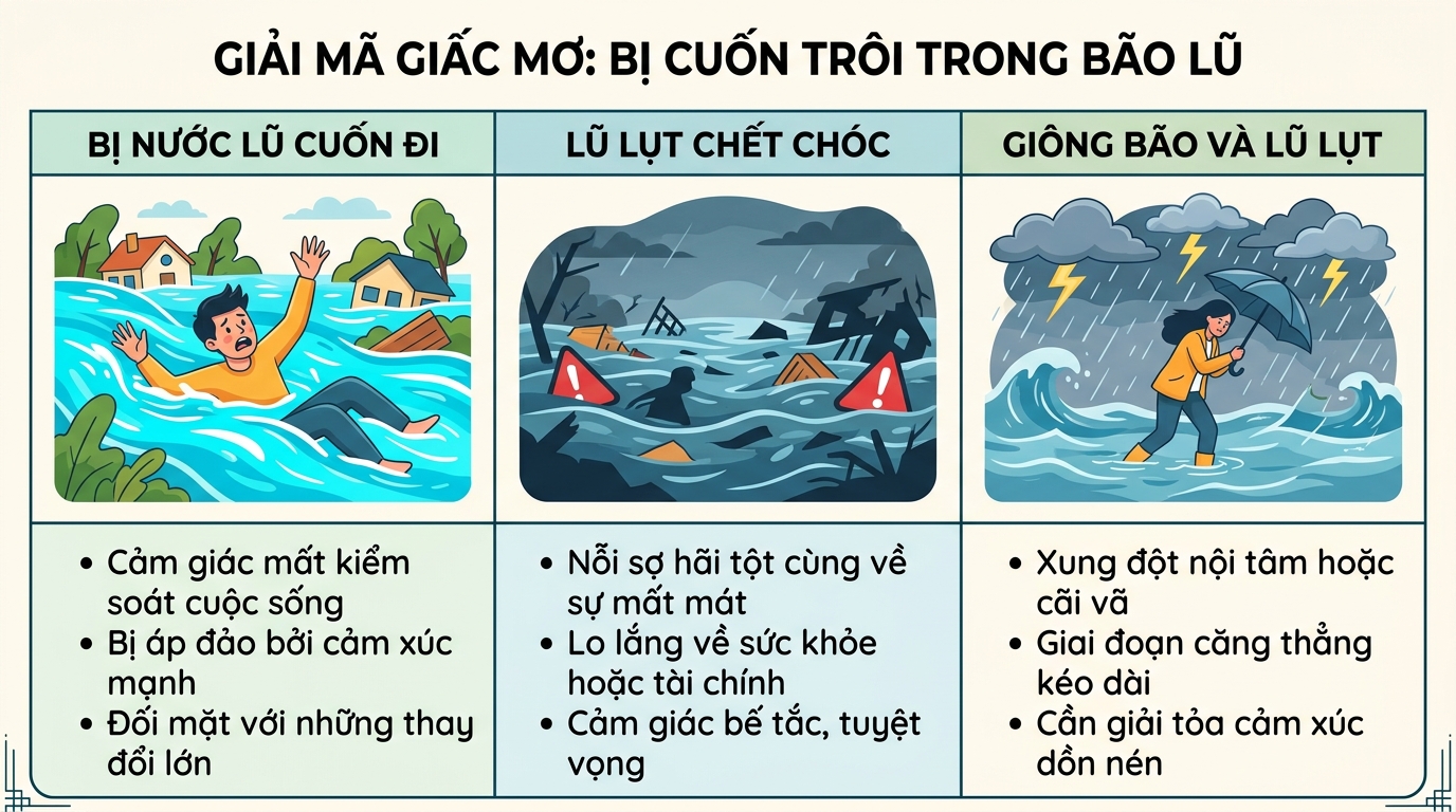 Ý nghĩa giấc mơ thấy bị lũ cuốn, lũ lụt chết người, bão lũ cuốn