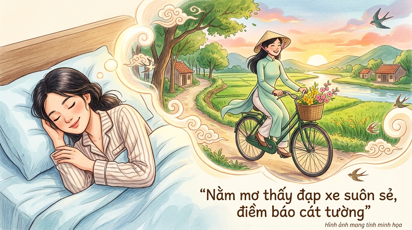 Mơ thấy chạy xe đạp bon bon cát tường