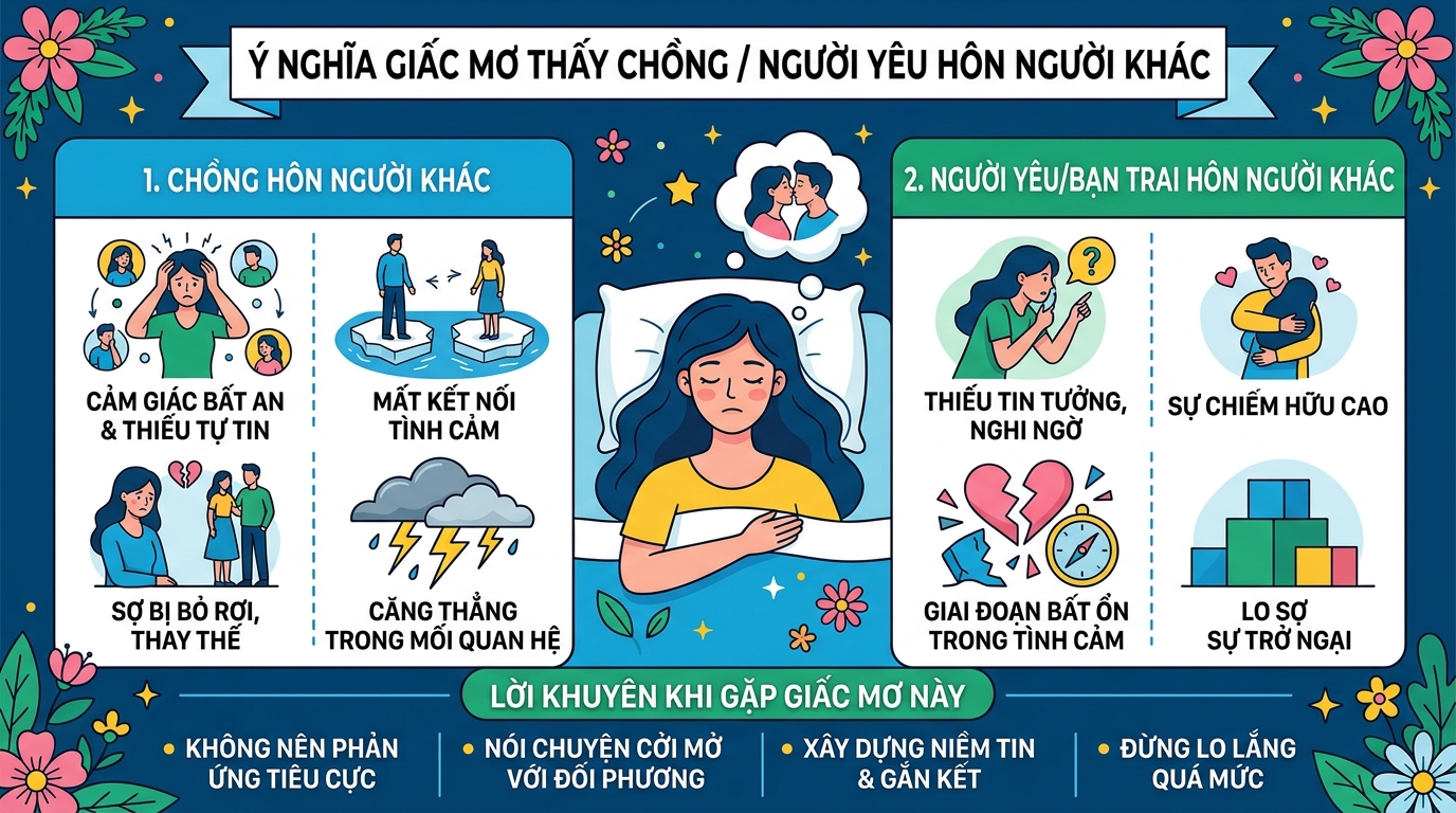 Ý nghĩa giấc mơ thấy chồng hôn người khác, người yêu hôn người khác