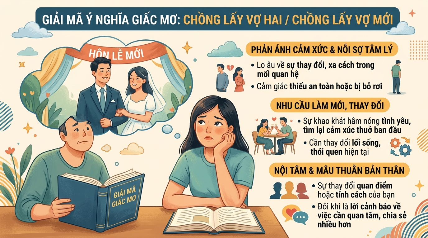 Giải mã điềm báo nằm mơ thấy chồng lấy vợ 2, chồng lấy vợ mới