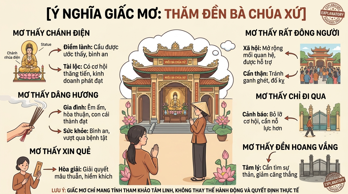 Ý nghĩa giấc mơ thấy đi chùa bà chúa xứ châu đốc