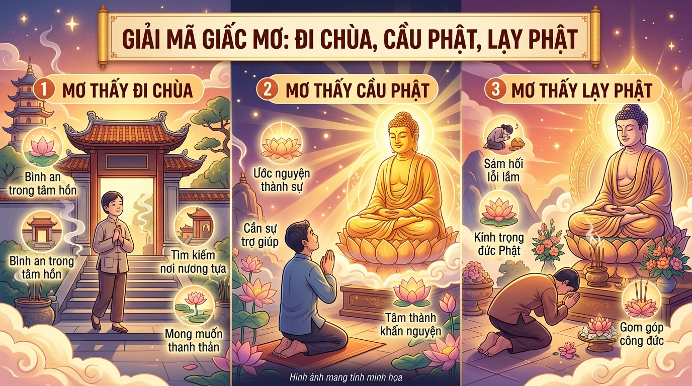 Giải mã nằm mơ thấy đi chùa lạy phật, nằm mơ thấy lạy phật