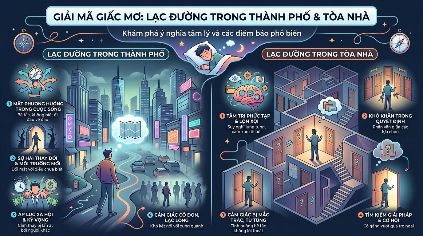 Giải mã điềm báo nằm mơ đi lạc trong thành phố, đi lạc trong tòa nhà