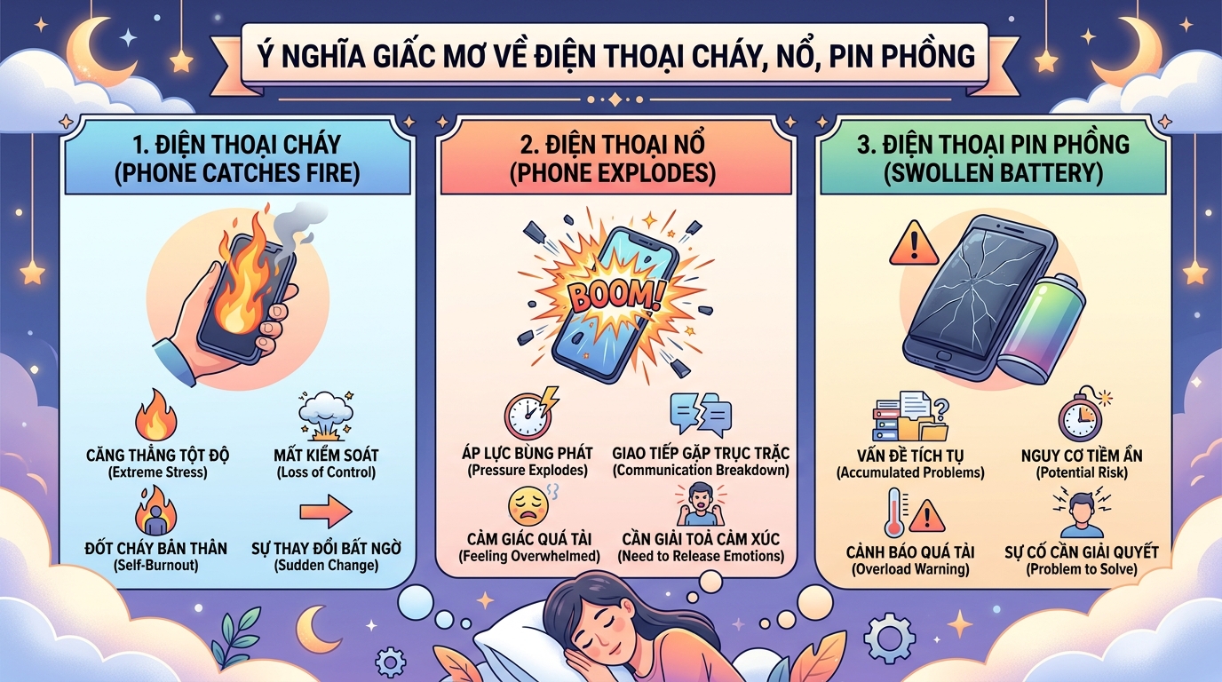 Ý nghĩa giấc mơ thấy điện thoại bị cháy nổ phồng pin