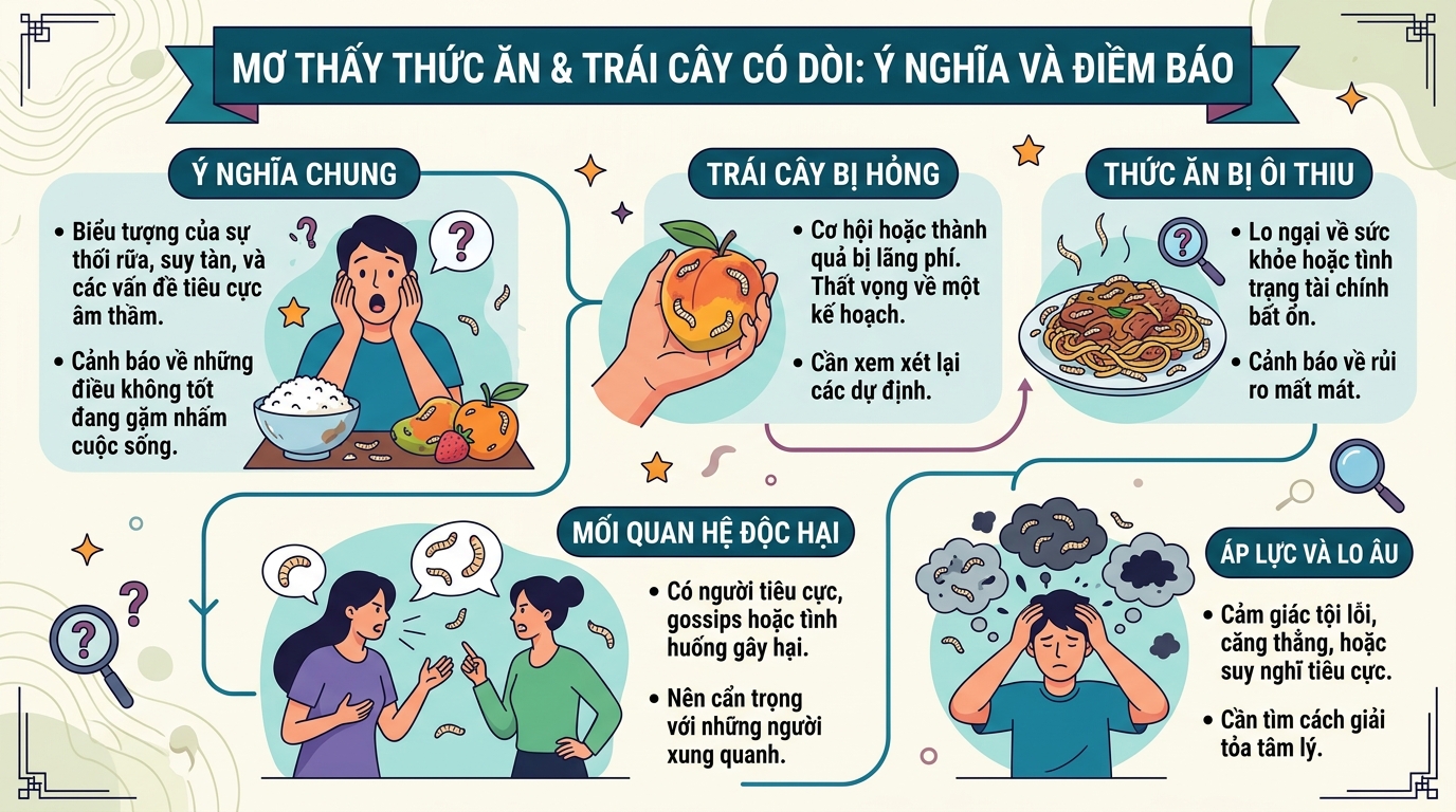 Ý nghĩa giấc mơ thấy đồ ăn trái cây có dòi bọ