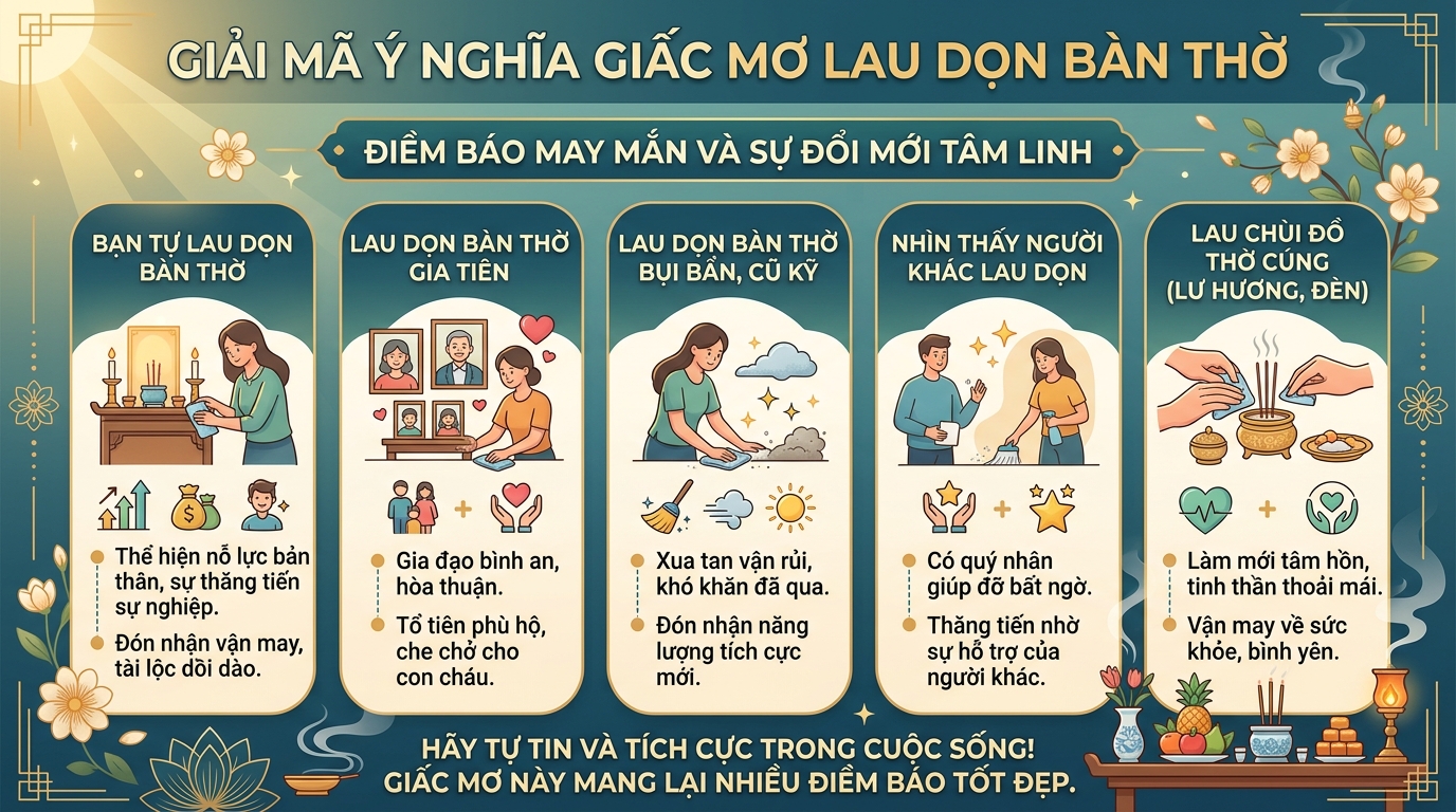 Giải mã điềm báo nằm mơ thấy dọn dẹp bàn thờ là điềm gì