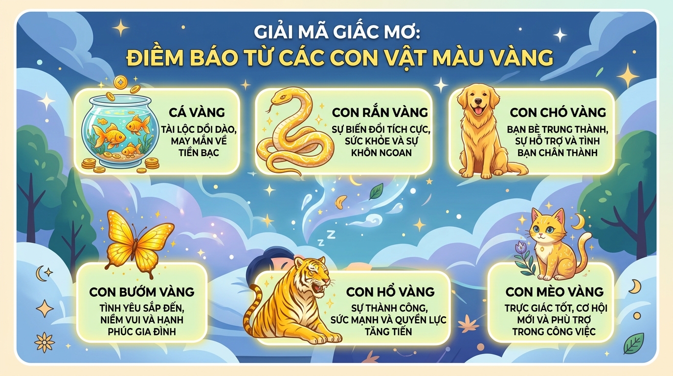Điềm báo từ động vật màu vàng trong giấc mơ