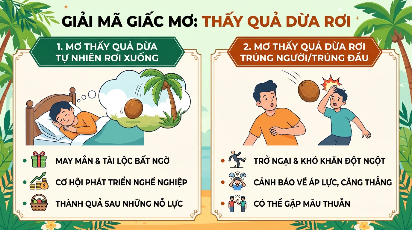 Ý nghĩa giấc mơ thấy trái dừa rụng, quả dừa rơi trúng người