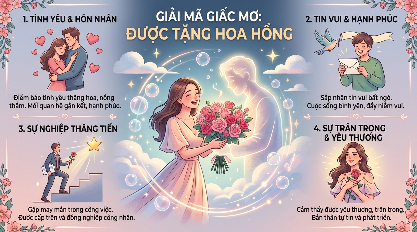Giải mã nằm mơ thấy được tặng hoa hồng