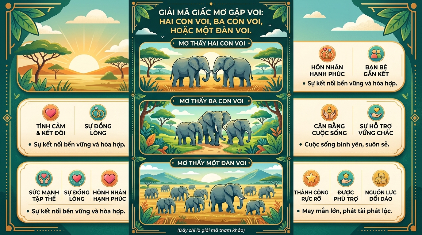 Giải mã giấc mơ thấy hai con voi ba con voi bầy đàn