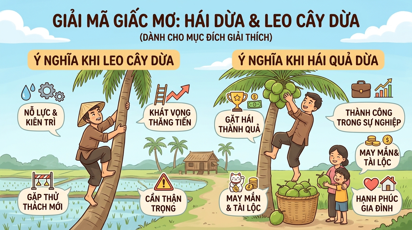Giải mã nằm mơ thấy hái dừa, leo cây dừa bẻ quả