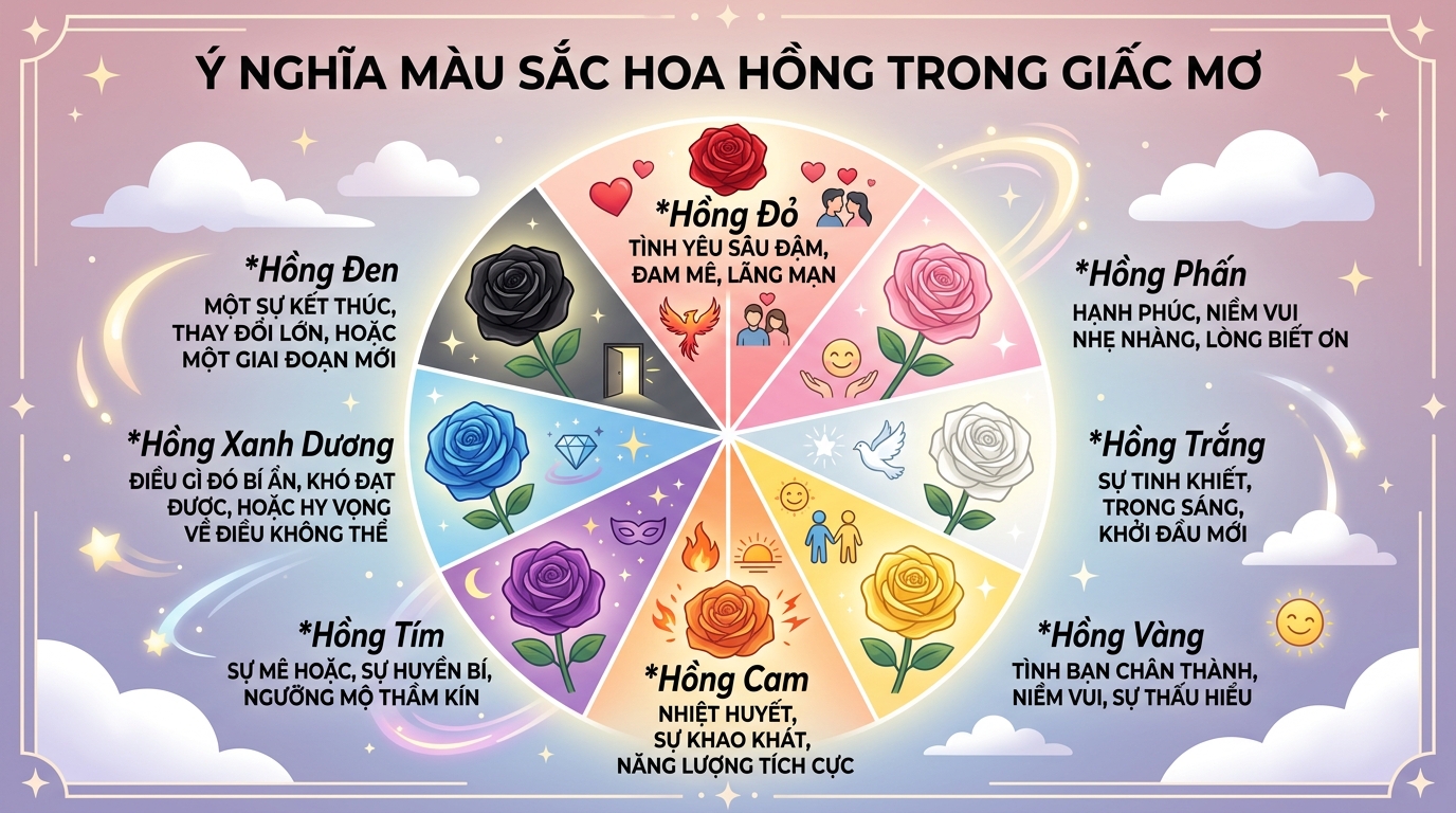 Ý nghĩa màu sắc hoa hồng trong mơ