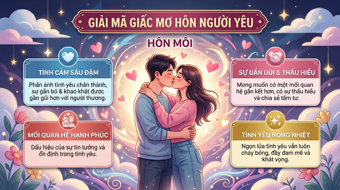 Giải mã điềm báo nằm mơ thấy hôn nhau với người yêu, hôn môi người yêu