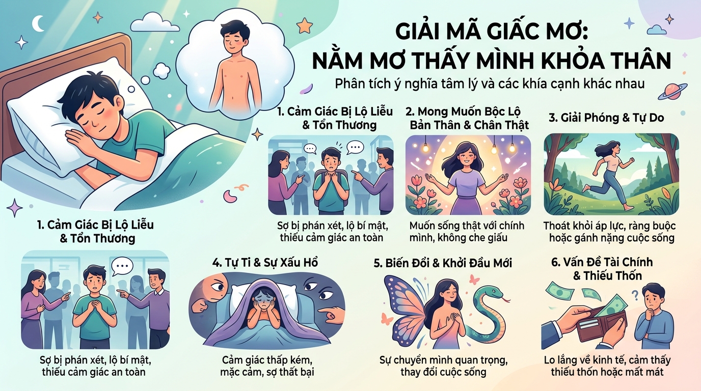 Giải mã điềm báo nằm mơ thấy bản thân không mặc quần áo, trần truồng