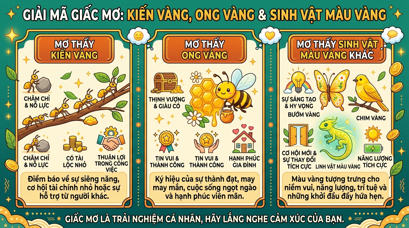 Giải mã giấc mơ thấy kiến vàng, ong vàng và sinh vật màu vàng