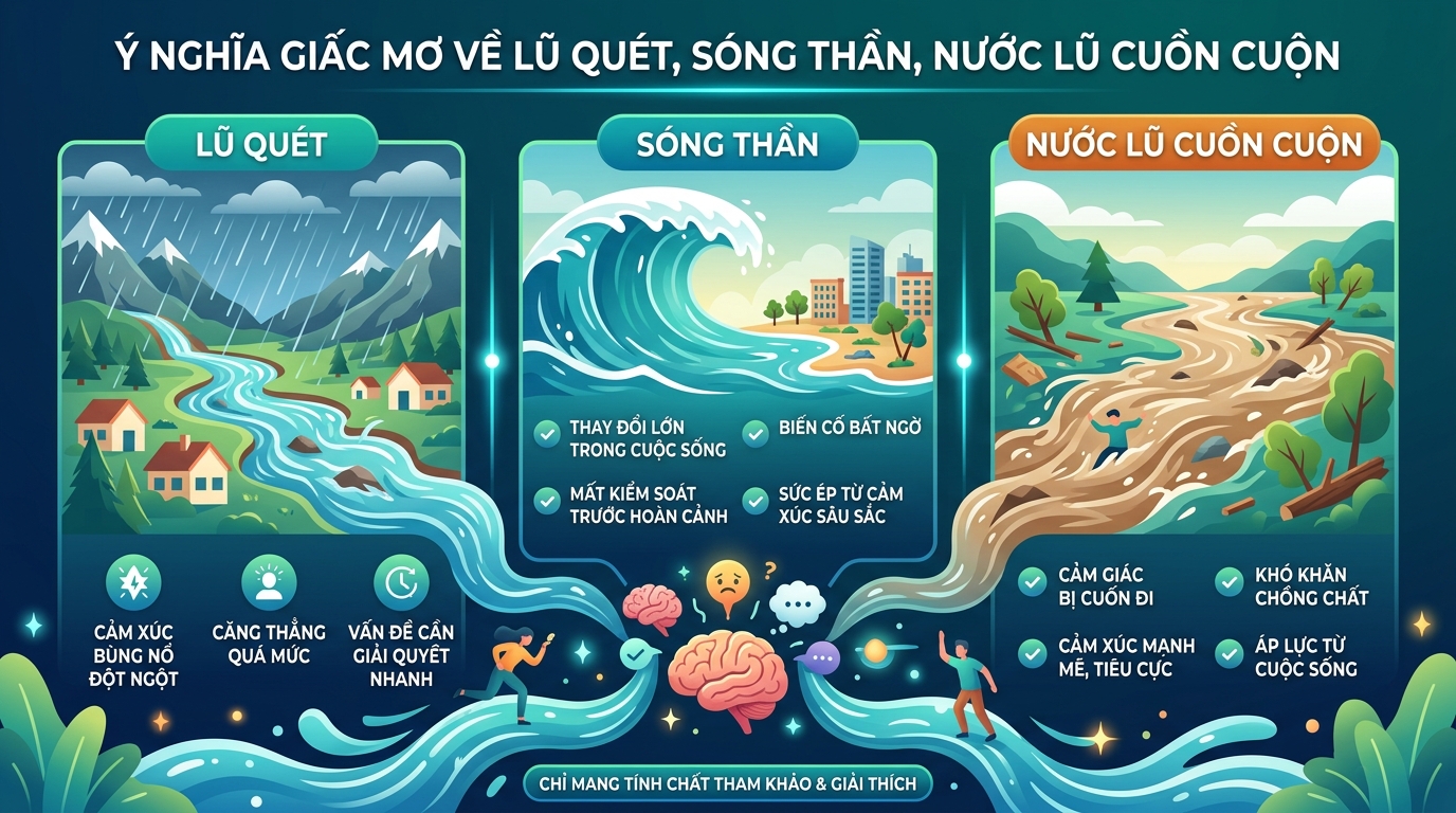 Ý nghĩa giấc mơ thấy lũ quét, lũ lụt sóng thần, nước lũ tràn về hung hãn