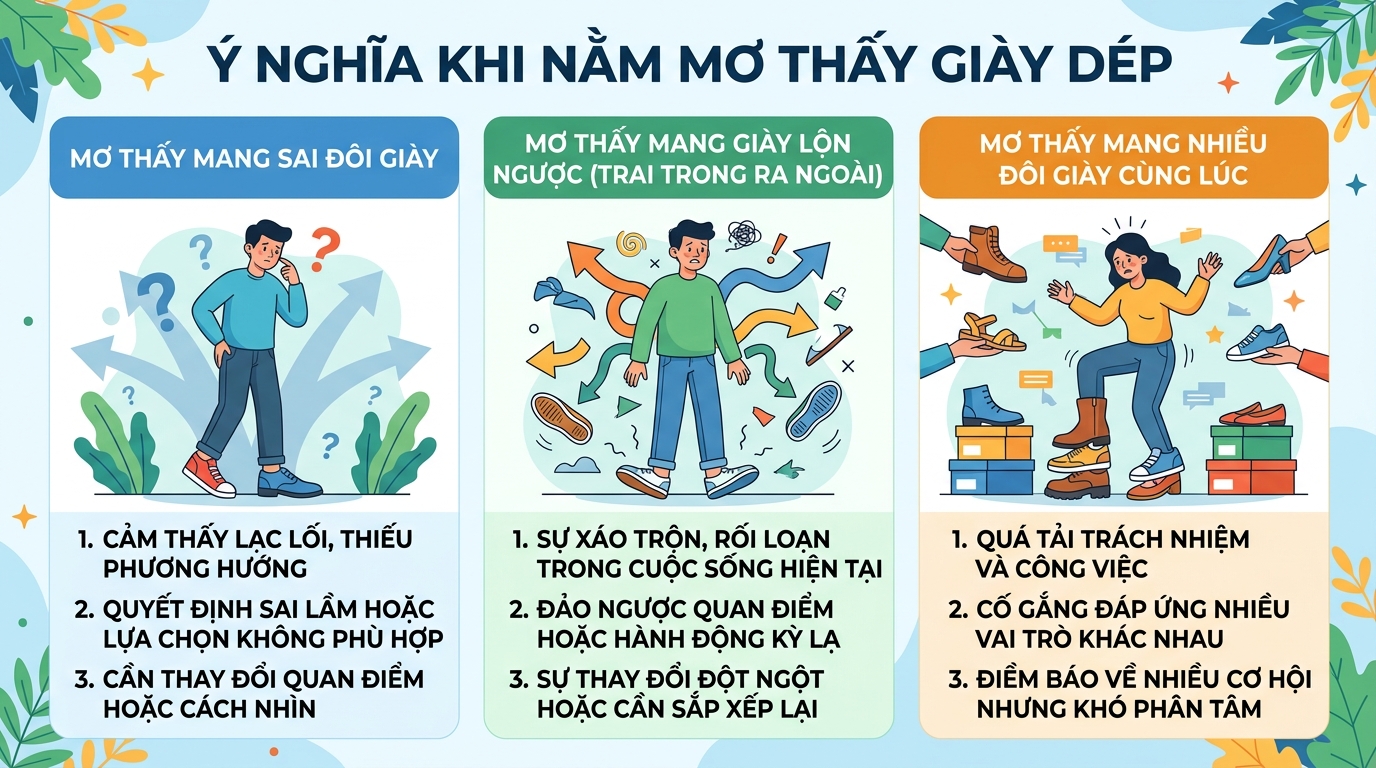 Ý nghĩa nằm mơ thấy mang lộn dép, mang dép ngược, nhiều đôi dép
