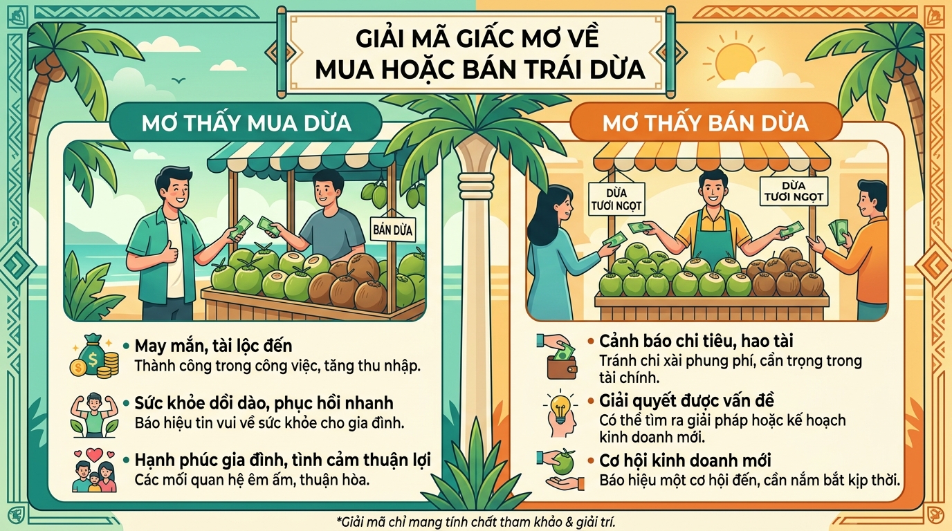 Ý nghĩa giấc mơ thấy mua dừa, đi bán trái dừa dạo