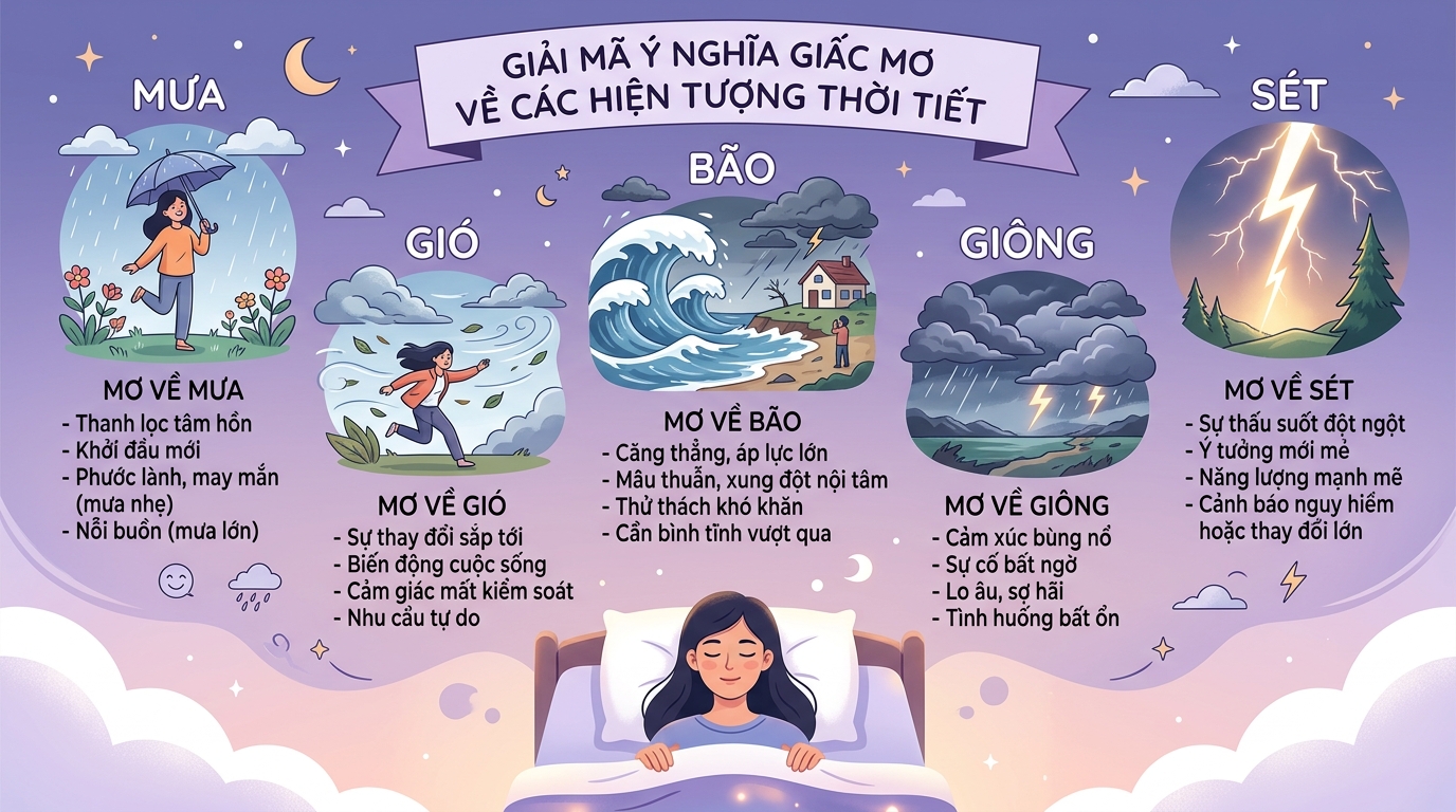 Giải mã điềm báo nằm mơ thấy mưa gió bão bùng, giông bão, bão sấm chớp