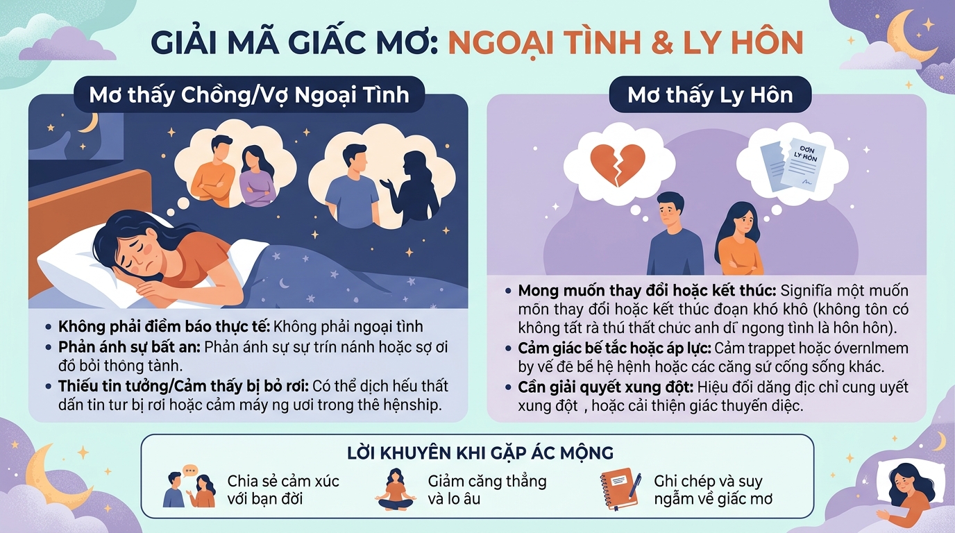 Giải mã ác mộng mơ ngoại tình, ly hôn chồng/vợ