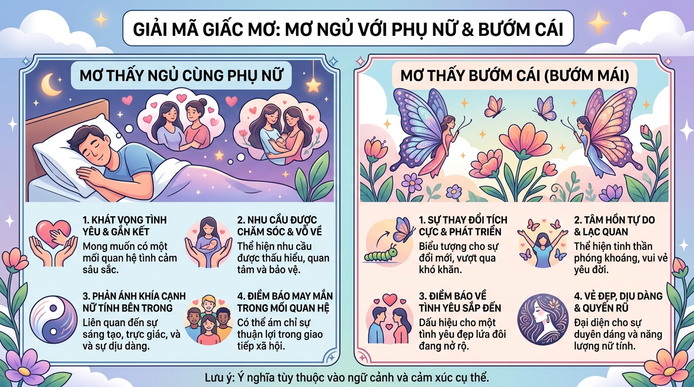 Ý nghĩa giấc mơ ngủ với phụ nữ, mơ thấy bướm phụ nữ
