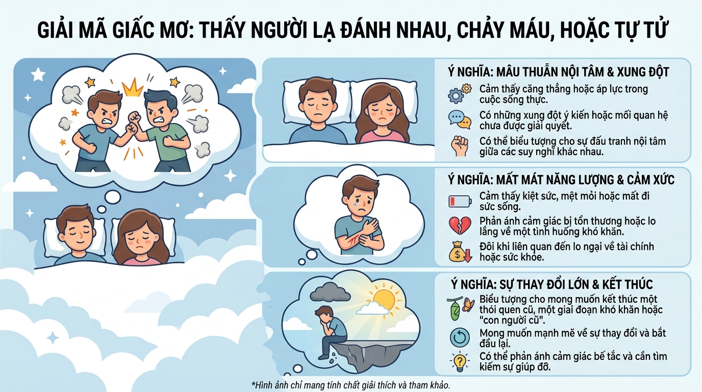 Ý nghĩa giấc mơ thấy người lạ đánh nhau chảy máu tự sát