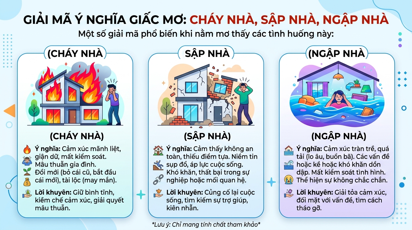 Giải mã điềm báo mơ thấy nhà cháy, nhà sập, nhà ngập nước