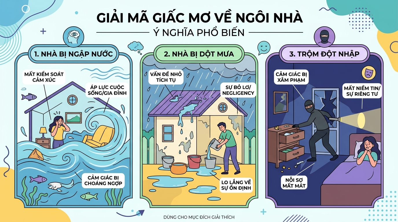 Ý nghĩa giấc mơ thấy nhà ngập nước, dột mưa, nhà bị mất trộm